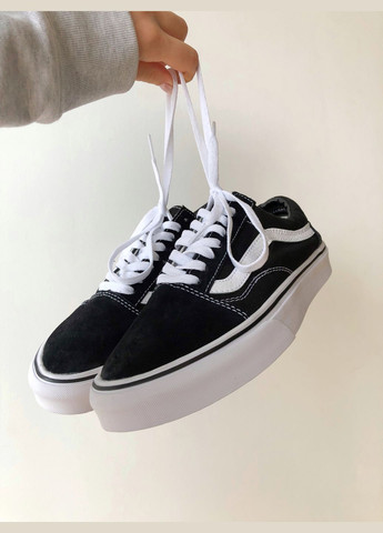 Чорні Осінні кросівки чоловічі і жіночі vans old skool black white | ванс олд скул білі No Brand