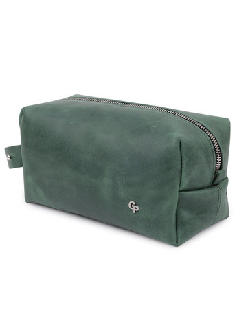 Шкіряна косметичка унісекс 11573 велика 22х11х9 см зелена Grande Pelle (333662575)