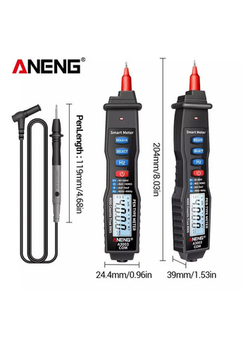 Портативный цифровой мультиметр ручка A3003 Black на 4000 отсчетов с NCV Aneng (303401433)