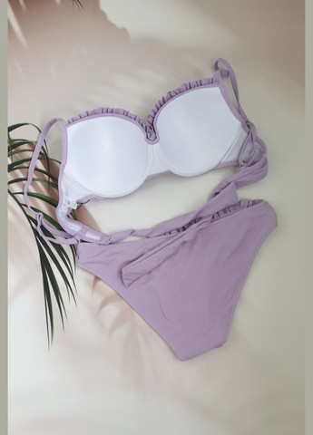 Светло-фиолетовый летний молодежный раздельный купальник анжелика раздельный No Brand