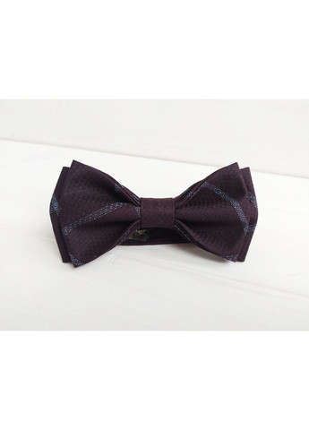 Баклажанна краватка метелик в клітинку з нагрудною хустинкою Major Style (367982923)