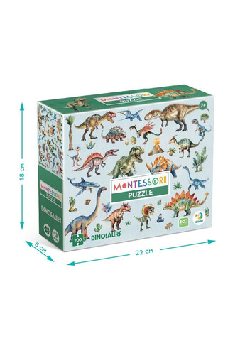 Пазл Монтессорі Динозаври, 200 елементів Dodo (364689264)