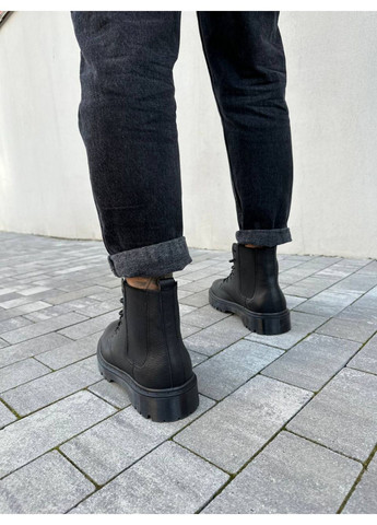 Черные осенние мужские кожаные ботинки VZUTIK
