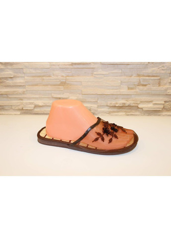 Коричневые тапочки комнатные женские коричневые No Brand с бисером, без декора, с пайетками