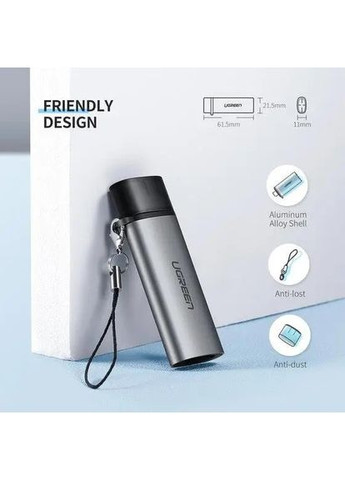 Кардридер - устройство для считывания карт памяти USB-C CM184 microSD + SD Card Reader (50704) Ugreen (357209618)