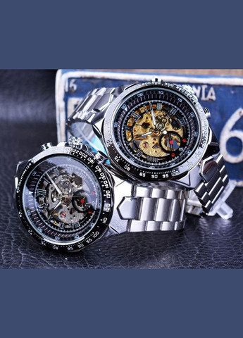 Чоловічі наручні механічні годинники скелетон з відкритим механізмом металеві Skeleton Forsining (308049932)