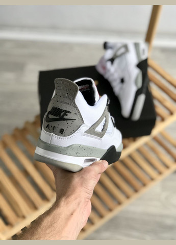 Белые всесезонные кроссовки мужские и женские nike air jordan 4 retro metallic white cement white | найк аир джордан 4 ретро белые No Brand