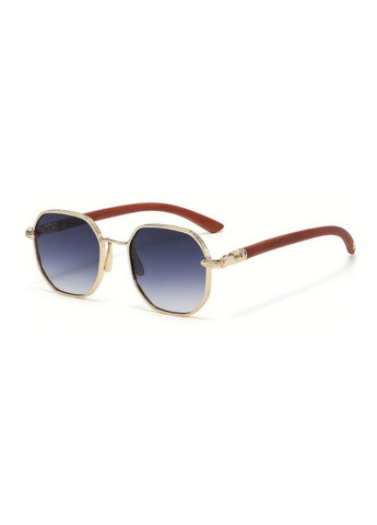 Солнцезащитные очки восьмигранные черный градиент коричневые с золотом No Brand (292632153)