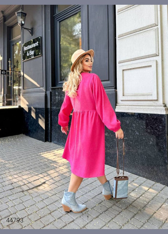 Малинова повсякденний сукня з довгим рукавом Liton