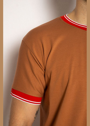 Бесцветная футболка с полосками на вырезе (кирпичный) Time of Style