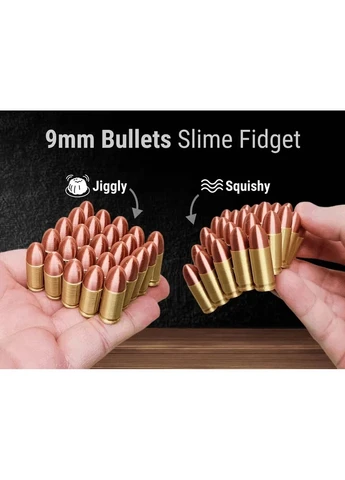 🟢🧩 Фіджет-іграшка «Декоративні Рухливі Кулі 9 мм (Squishy Slime Bullets 9mm)» 5 см 3D-друк No Brand (398971235)