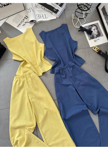 Женский льняной костюм (топ + штаны) Україна (356683125)