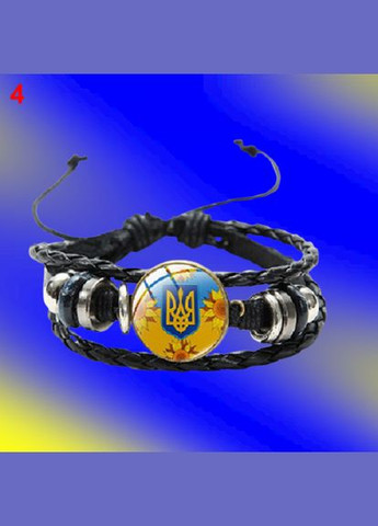 Плетений ручний браслет з екошкіри в стилі панк зі скляним кабашоном гербом України No Brand (292260476)