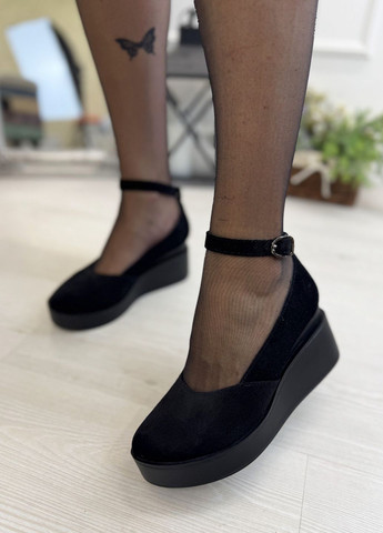 Vasha para Туфли женские замшевые на платформе. Цвет черный черный з натуральная замша, украина — (350880156)