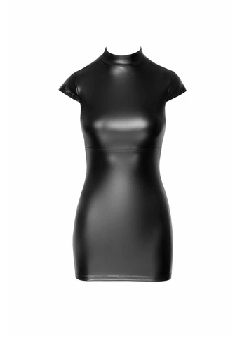 Черный демисезонный платье noir handmade f309 fantasy wetlook mini dress with lace up back - xl No Brand