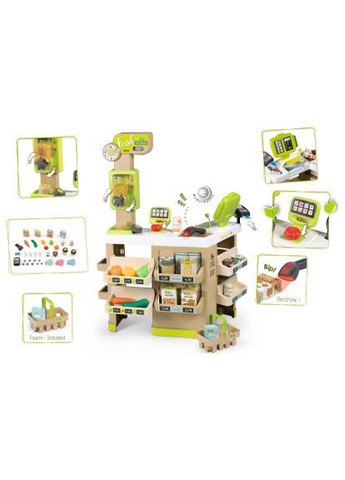 Игровой набор Интерактивный супермаркет Фреш с корзиной и сканером со световыми и звуковыми эффектами (350233) Smoby Інтерактивний супермаркет Фреш з кошиком та сканер (366258870)