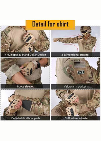 Комплект форми G3 Combat штани з наколінниками та сорочка (мультикам) XXL IDOGEAR (301038891)