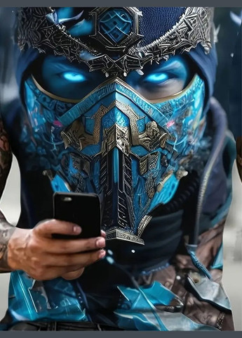 Комбінована футболка чоловіча 3d принт sub-zero воїн термо дихаюча літня l 52 No Brand