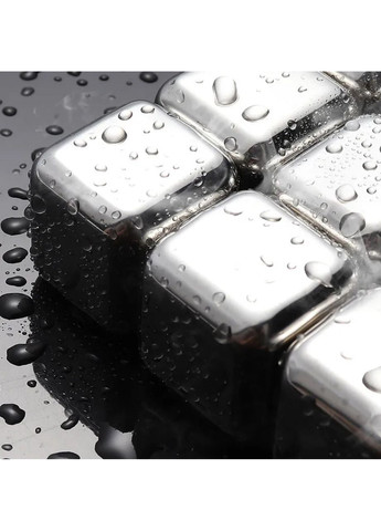 Набір з 8 каменів - металевих кубів для охолодження напоїв, які не розбавляють + щипці No Brand (307016772)