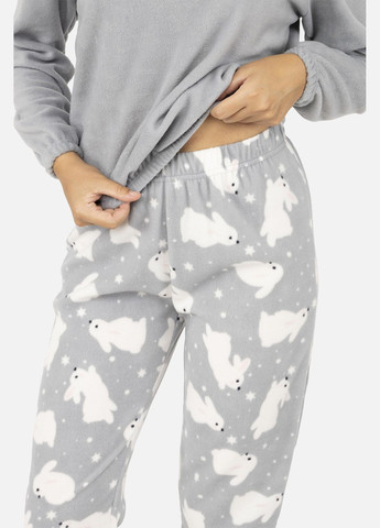 Світло-сіра зимня жіноча піжама зі штанами колір світло-сірий цб-00260477 Yuki