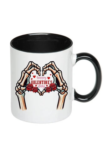 Чашка з друком "Happy Valentine's Day" 330мл (колір чорний) (22230) No Brand (316659974)