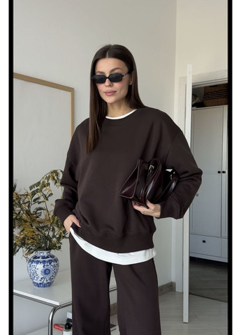 Коричневий світшот базовий Twice (322846973)