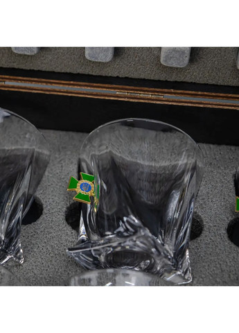 Набір для віскі 4 склянки із вставкою ДПСУ | Дерев'яна подарункова упаковка Handmade 225-001-015.1 (367108562)