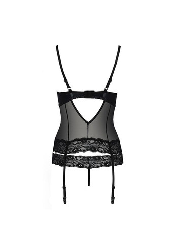 Корсет з відкритими грудьми Exclusive NORTH CORSET S/M, black, пажі, трусики, шнурівка Passion (303906300)