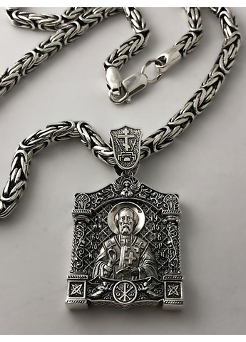 Мужской серебрянный комплект Лисий Хвост(Византия)55, ладанка с образом Николая Чудотворца DeLoS (370798595)