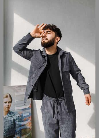 Графітовий демісезонний костюм чоловічий вельвет No Brand костюм