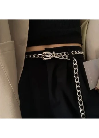 Стильний металевий ланцюговий ремінь — must-have аксесуар сезону! No Brand (366880045)