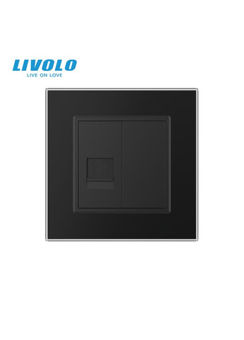 Компьютерная розетка RJ-45 черная матовая стекло Livolo (388487116)