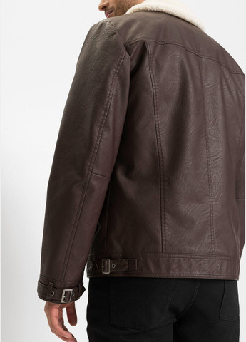 Коричневая демисезонная мужская куртка из искусственной кожи (размер 58/60) Bonprix
