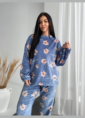 Блакитна всесезон піжама кофта + брюки No Brand