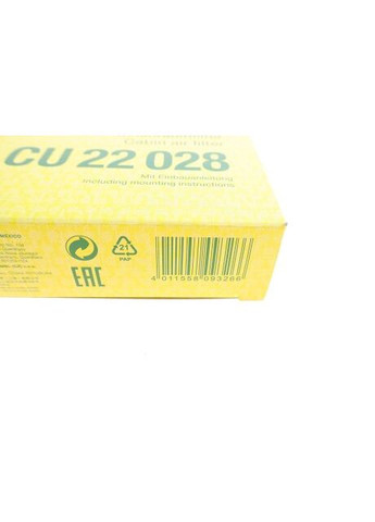 Фільтр салону Renault Alaskan 17-/Nissan Navara NP300 15-/MB X-class (W470) 17 FILTER CU 22 028 UA63 Mann Filter (347153408)