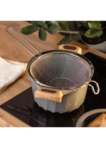 Дуршлаг-сито с ручкой 23 см из нержавеющей стали мелкоячеистое сито для просеивания и промывания овощей ProDobro (364192241)