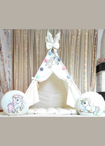Палатка БОН БОН Вигвам для детей Веселые единороги на молочному. Полный комплект No Brand (316257259)