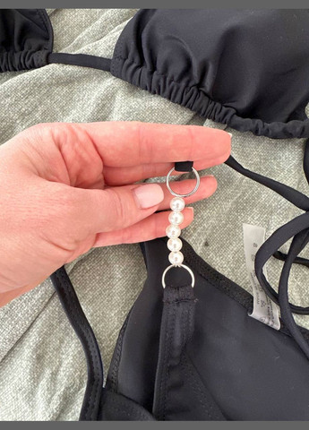 Черный женский раздельный купальник с жемчужными вставками zerra черный No Brand