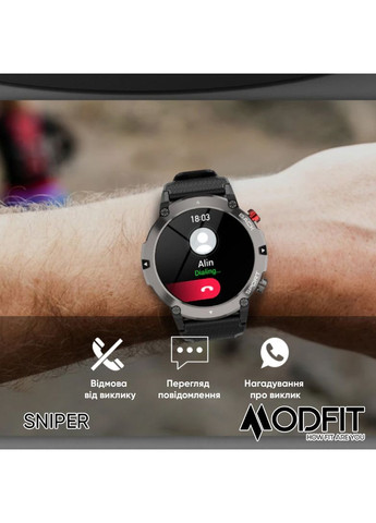 Розумний годинник Sniper Black-Silver 36 мм. (A-041430) Modfit (367862638)