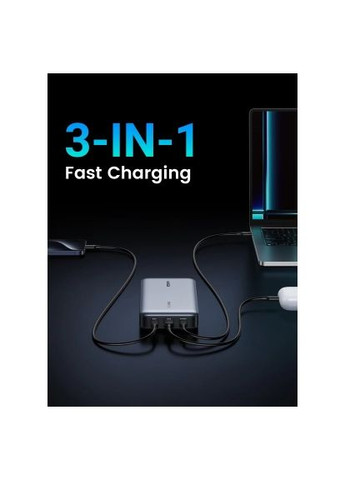 Концентратор CM512 gray (45000) Ugreen USB-C to HDMI + 2xUSB 3.2 + USB-C 3.2 + RJ45 + PD (368564080)