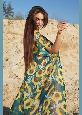 Пляжная длинная туника цветочный принт. Зеленый Seventeen (340108409)