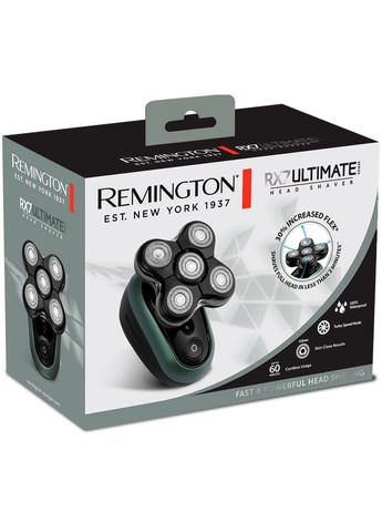 Бритва електр. роторна RX7 ULTIMATE, бритв.головок-5, Li-Ion, сух.+волог., тример, чорно-зелений Remington (320827130)