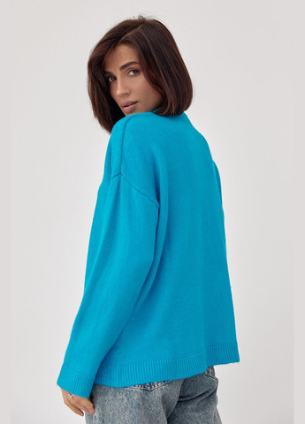 Блакитний демісезонний жіночий в'язаний джемпер оверсайз - блакитний колір, one size (sku_231108) No Brand