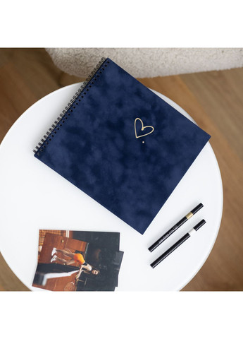 Альбом для фото Синій Велюровий | Фотоальбом з чорними сторінками | сімейний фотоальбом DIY Серце + 18 фото Your Magnets (351507926)