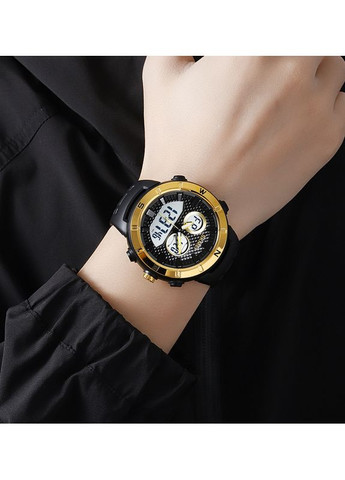 Годинник Gold-White спортивний для чоловіків кварцовий з будильником і секундоміром чорний ProDobro (367267546)