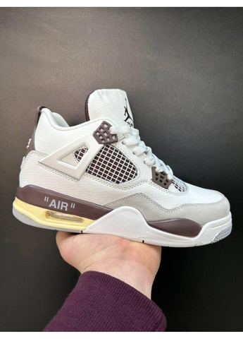 Бежеві Осінні кросівки чоловічі nike jordan 4 white beige найк аір джордан No Brand