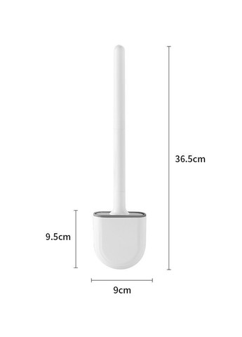 Силіконовий йоржик для унітазу з підставкою та м’якою щетиною довжина 36,5 см сірий No Brand (366963116)