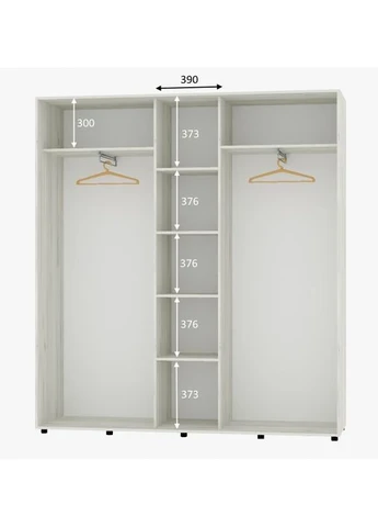 Шкаф-купе трехдверный Алекса 210*40*200 см ШК-04 Дуб крафт белый 2 ДСП/Зеркало с пескоструйным рисунком Алекса (394438626)