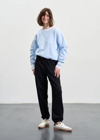 Блакитний світшот жіночий утеплений Роза однотонний вишивка (319145582)