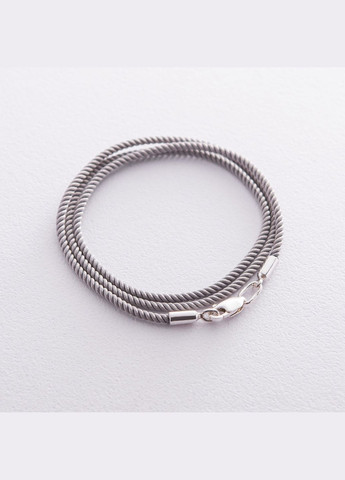 Шелковый серый шнурок с гладкой серебряной застежкой (2мм) 18495 55 Oniks (264024087)